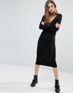 Вязаное платье со спущенными петлями ASOS - Черный