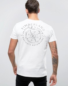 Белая футболка классического кроя с принтом компаса и логотипом на спине Timberland - Белый