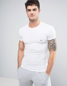 Облегающая футболка с логотипом и круглым вырезом Emporio Armani - Белый