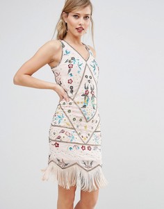 Платье-чарльстон с вышивкой Frock &amp; Frill - Кремовый