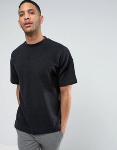 Свободная oversize-футболка в плотный рубчик ASOS - Черный