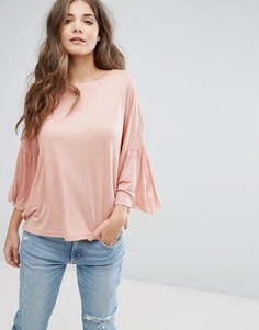Футболка с оборками на рукавах Brave Soul Bolero - Розовый