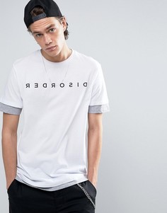 Удлиненная футболка с принтом и вставками ASOS - Белый