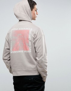 Свободное худи с принтом ASOS - Серый