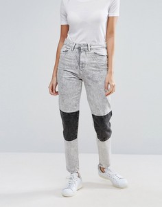 Мраморные джинсы в винтажном стиле с накладками на коленях Waven Elsa - Серый