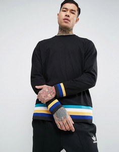 Лонгслив с яркими манжетами и нижним краем в рубчик ASOS - Черный