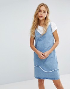 Джинсовое платье с бретелями с необработанной отделкой M.i.h Jeans - Синий