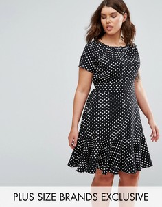 Платье в горошек с оборкой по нижнему краю Closet Plus - Мульти