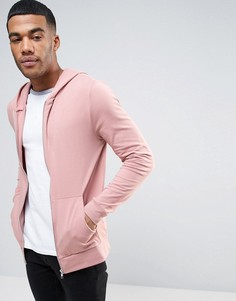 Худи из легкого трикотажа розового цвета на молнии ASOS - Розовый