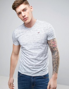 Узкая меланжевая футболка с вышивкой чайки Hollister - Белый