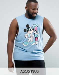 Футболка без рукавов с низкими проймами ASOS PLUS Mickey - Синий