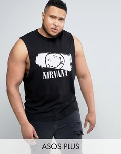 Футболка без рукавов с принтом ASOS PLUS Nirvana - Черный