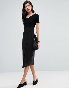 Юбка-карандаш с запахом и поясом в стиле корсета ASOS - Черный