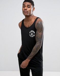 Удлиненная майка с принтом Fast Living Always ASOS - Черный