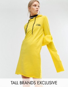 Oversize-платье из трикотажа с капюшоном и узором Daisy Street Tall - Желтый