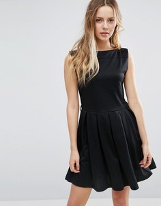 Короткое приталенное платье с юбкой плиссе Jasmine - Черный