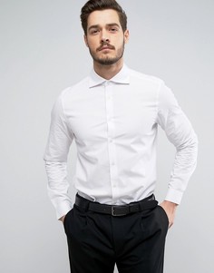 Фактурная рубашка классического кроя с большим срезанным воротником ASOS - Белый