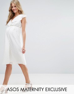 Кружевное платье с запахом ASOS Maternity - Белый