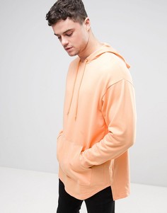 Супердлинный oversize-худи со ступенчатой кромкой ASOS - Оранжевый