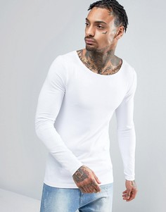 Белый обтягивающий лонгслив с вырезом лодочкой ASOS - Белый