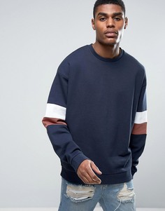 Oversize-свитшот со вставками ASOS - Темно-синий