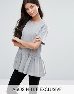Повседневный топ с присборенной юбкой ASOS PETITE - Серый