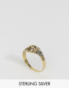 Серебряное кольцо со львом ASOS - Золотой