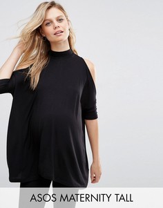 Топ с высоким воротом и открытыми плечами ASOS Maternity TALL - Черный