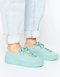 Голубые однотонные кроссовки на платформе Puma - Серый