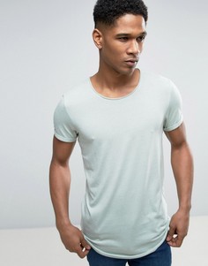 Длинная футболка с необработанным асимметричным краем Esprit - Зеленый
