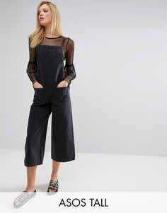 Черный укороченный комбинезон с выбеленным эффектом ASOS TALL - Черный