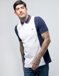 Узкое поло из пике с синими вставками Fred Perry - Темно-синий