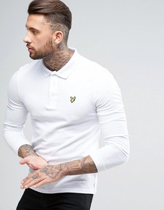 Поло классического кроя из пике с длинными рукавами и логотипом Lyle &amp; Scott - Белый