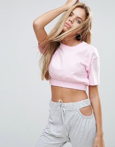 Укороченная футболка с присборенным краем ASOS - Розовый