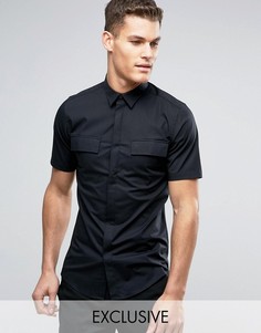 Рубашка скинни с короткими рукавами в стиле милитари Only &amp; Sons - Черный