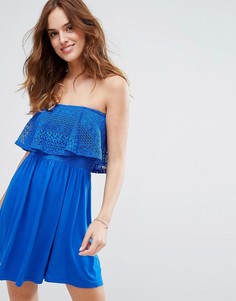 Пляжное платье с широким вырезом и отделкой кроше New Look - Синий