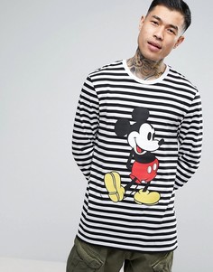 Длинный лонгслив в полоску с принтом Mickey Mouse ASOS - Белый