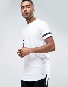 Удлиненная футболка с полосами на рукавах, вставкой на спине и декоративными завязками Jack &amp; Jones Core - Белый