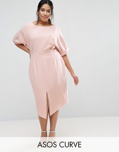 Строгое платье миди ASOS CURVE - Розовый