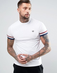 Белая футболка с полосками на манжетах Fred Perry - Белый