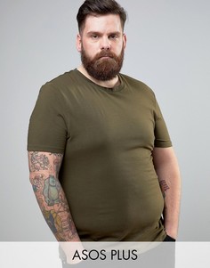 Зеленая обтягивающая футболка с круглым вырезом ASOS PLUS - Зеленый