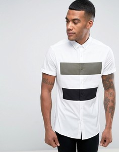 Рубашка скинни со вставкой ASOS - Белый