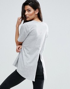 Футболка с удлиненной спиной и разрезом ASOS - Серый