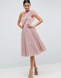 Платье миди на одно плечо из тюля ASOS - Фиолетовый