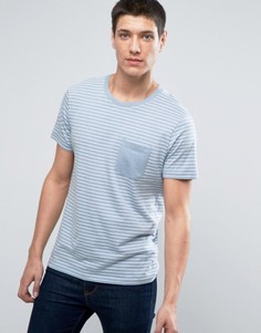Футболка в полоску с контрастным карманом Selected Homme - Синий