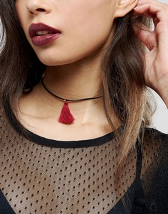 Ожерелье-чокер с кисточкой ASOS - Красный