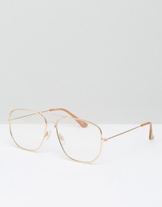 Квадратные очки-авиаторы с прозрачными стеклами ASOS - Золотой