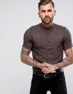 Рубашка классического кроя с принтом в винтажном стиле ASOS - Черный