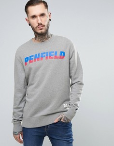 Серый меланжевый свитшот в стиле 80-х с круглым вырезом и логотипом Penfield Thunderhill - Серый