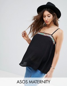 Топ с вышивкой ASOS Maternity - Черный